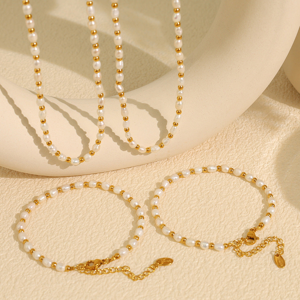 Women's Pearl Bracelet Niche Style Bracelet All-match Fashion Necklace, Bracelet Set
