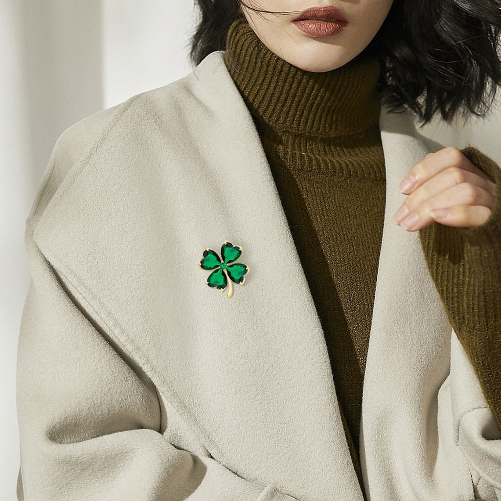 Women's Watch Brooch Clover Quartz Retro