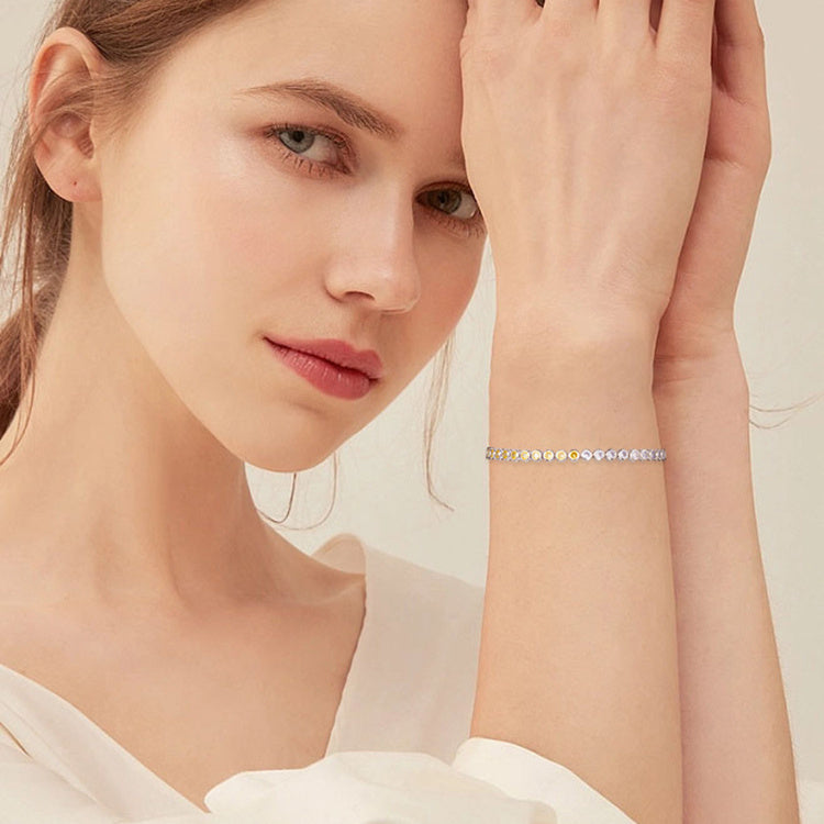 S925 Sterling Silver Two-tone Zircon Fashion All-match Bracelet