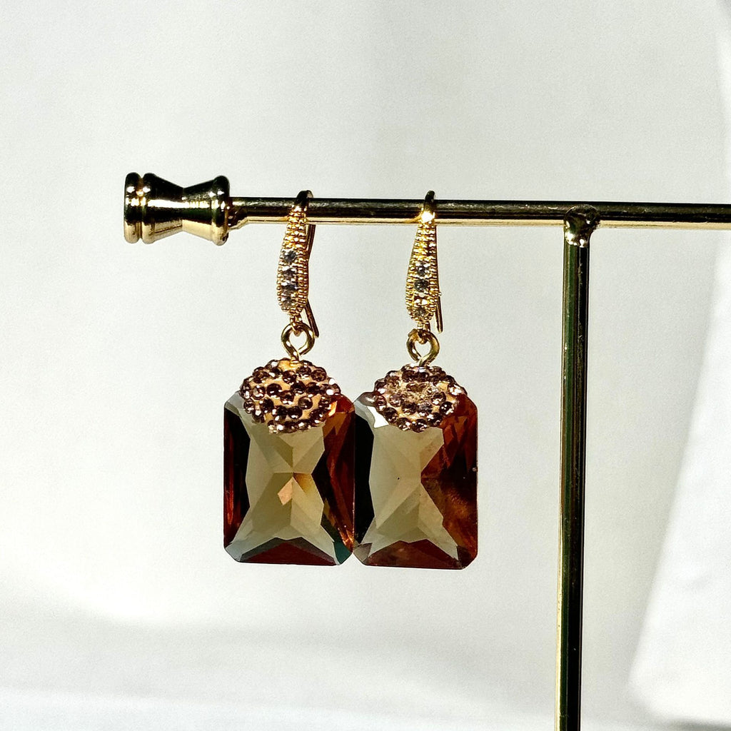 Rectangular Pendant Zircon Earrings