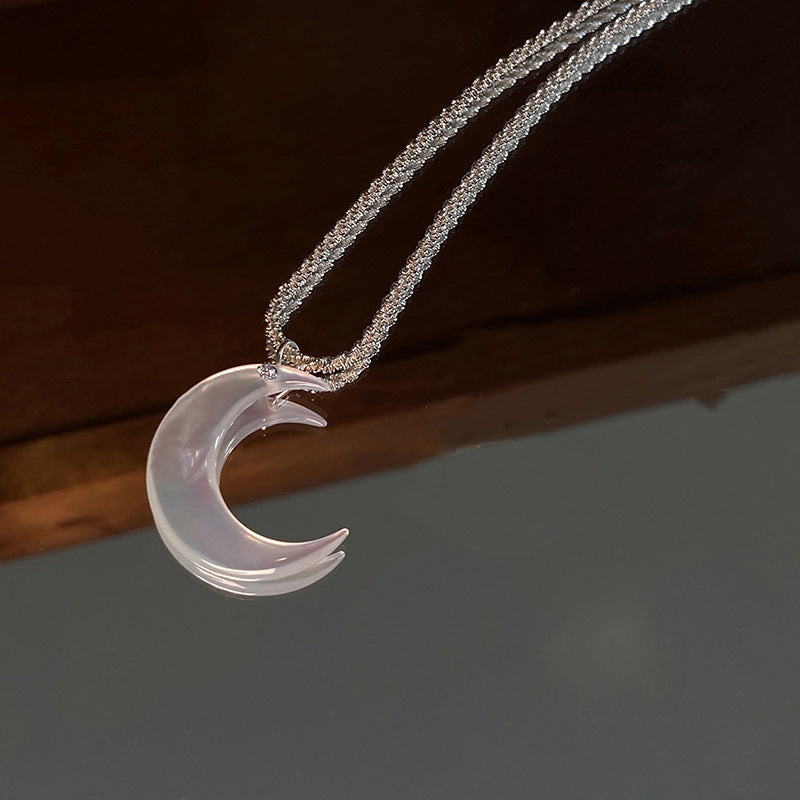 Moon Shell Zircon Thin Necklace Women Summer