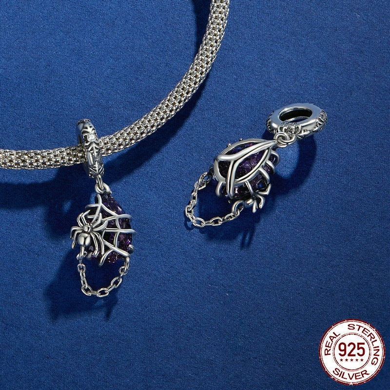Halloween Spider Diy Bracelet Necklace Pendant S925 Silver Beaded