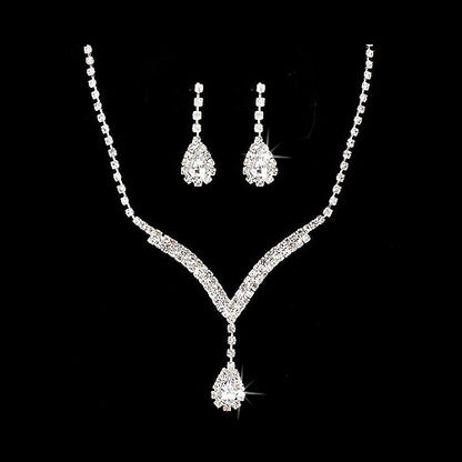 Bridal Wedding Jewelry Set Necklace Earring Crystal Rhinestone LG V