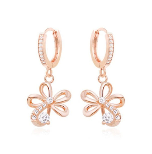 Gemma Floral Crystal Earrings with 14K Gold Pin