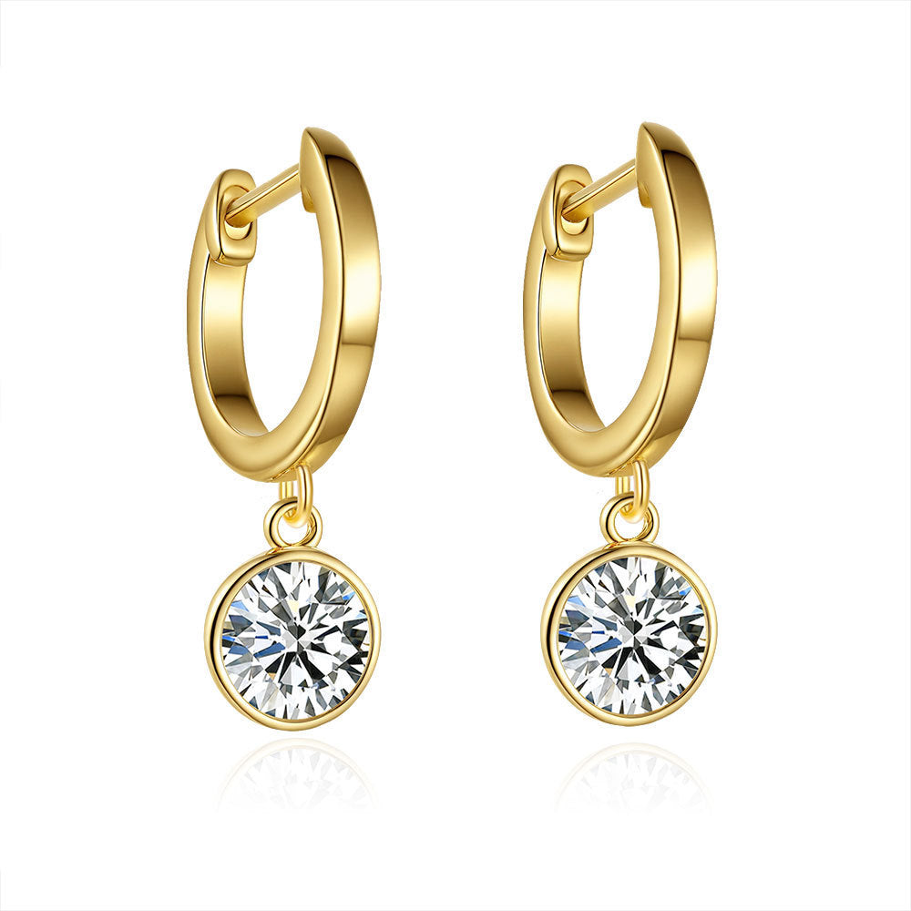 S925 Silver Ladies Round Studs Simple Moissanite Earrings
