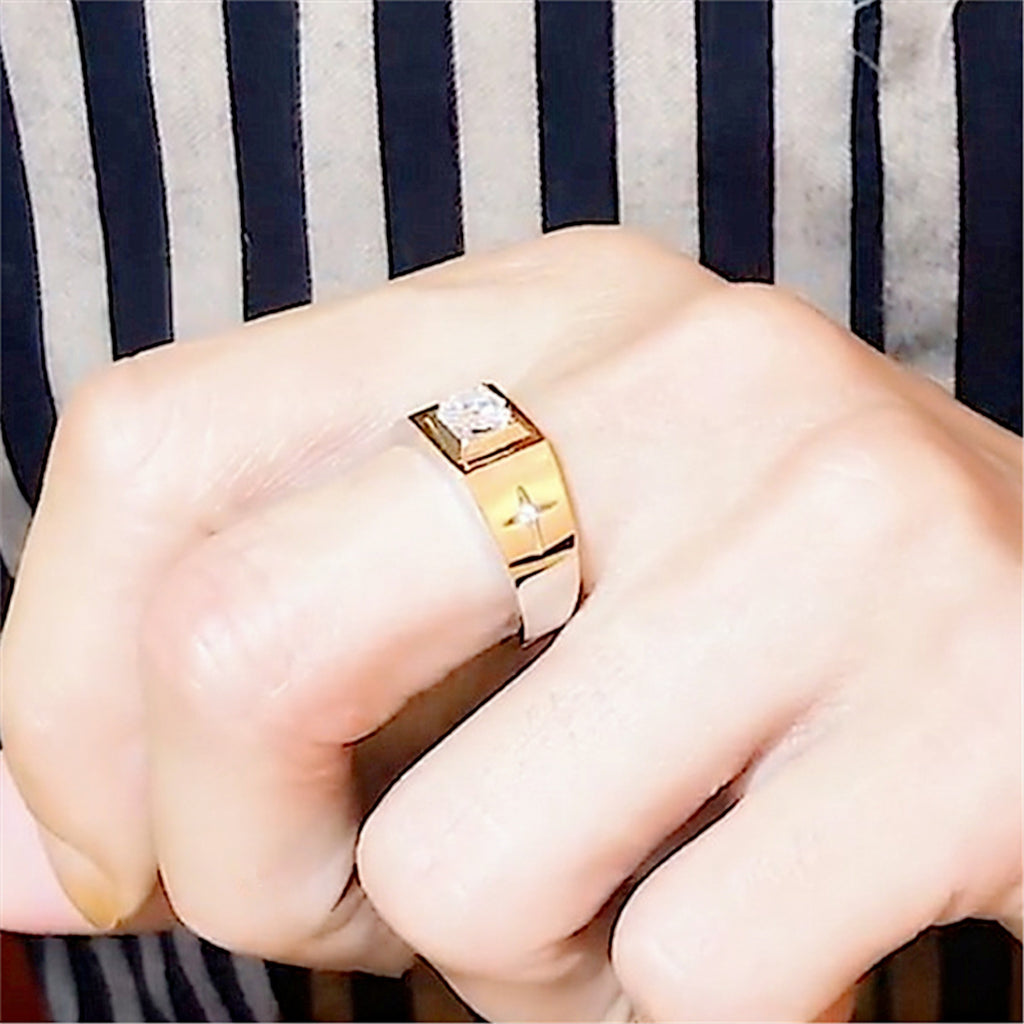 Lucky Cross Star Inlaid Diamond Plated 18K Ring