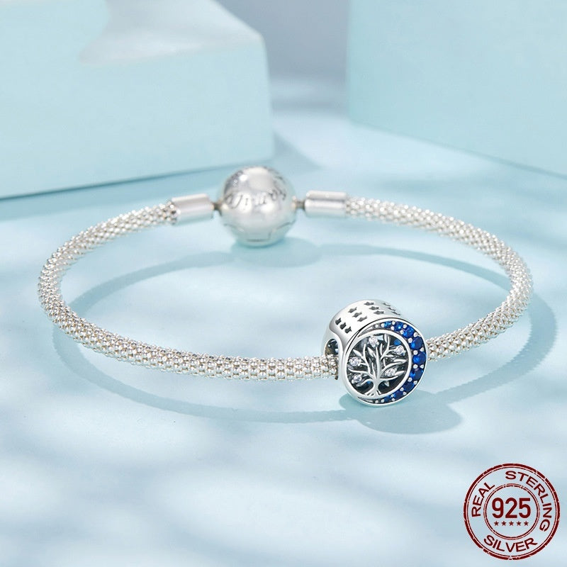 S925 Sterling Silver Moon Life Beaded Bracelet Beads Accessories