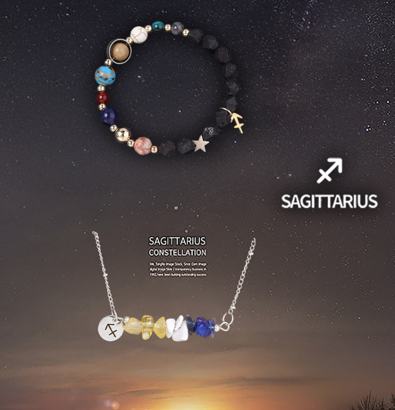 Natural Stone Necklace Set For The 12 Zodiac Signs