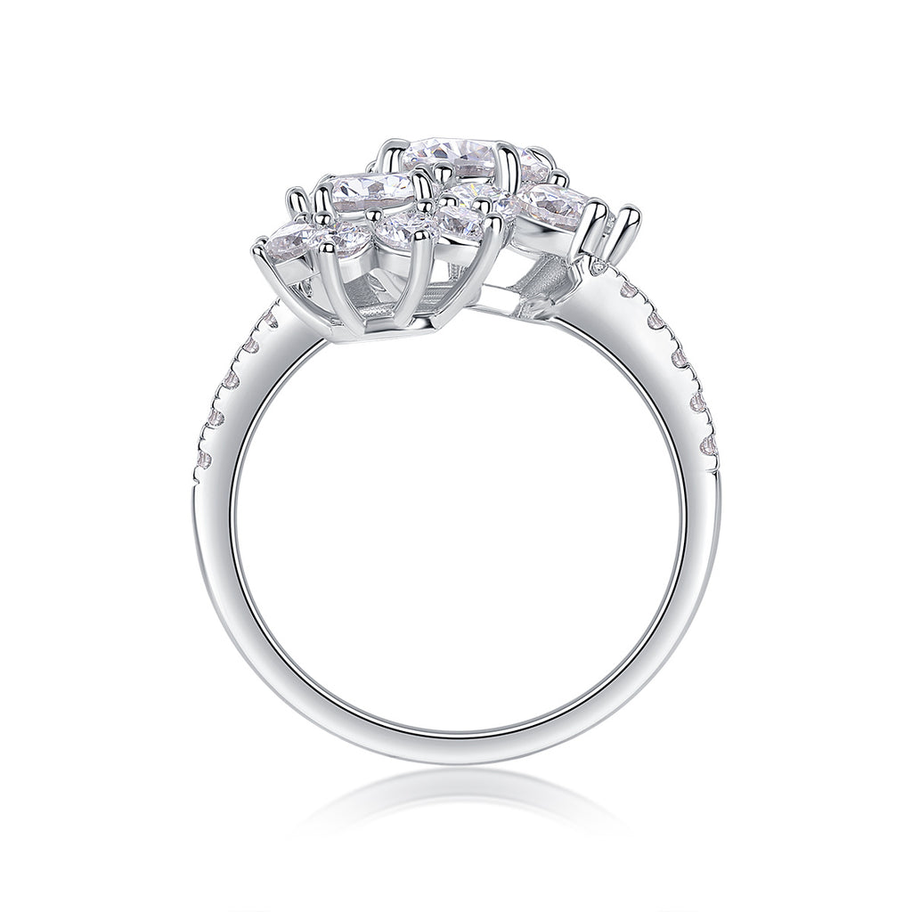 Petal Morning Dew - A Wedding Ring Set With Top-quality 1-carat Moissanite S925 Silver And Platinum-plated Diamond. The Ring Can Be Inspected With A Diamond Pen