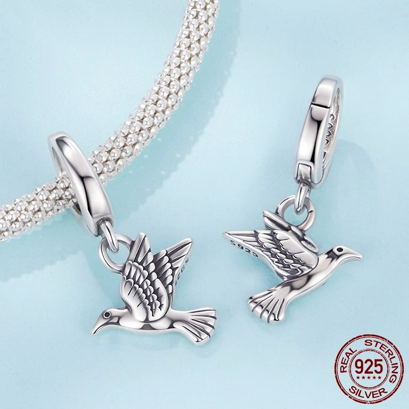 Peace Dove Opening And Closing Buckle Pendant Simple S925 Sterling Silver Beads