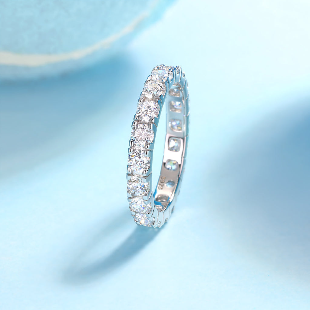 Van Gogh Starry Sky - A Wedding Ring Set With 0.1-carat Top-quality Moissanite S925 Silver And Platinum-plated Diamond. The Ring Can Be Inspected With A Diamond Pen