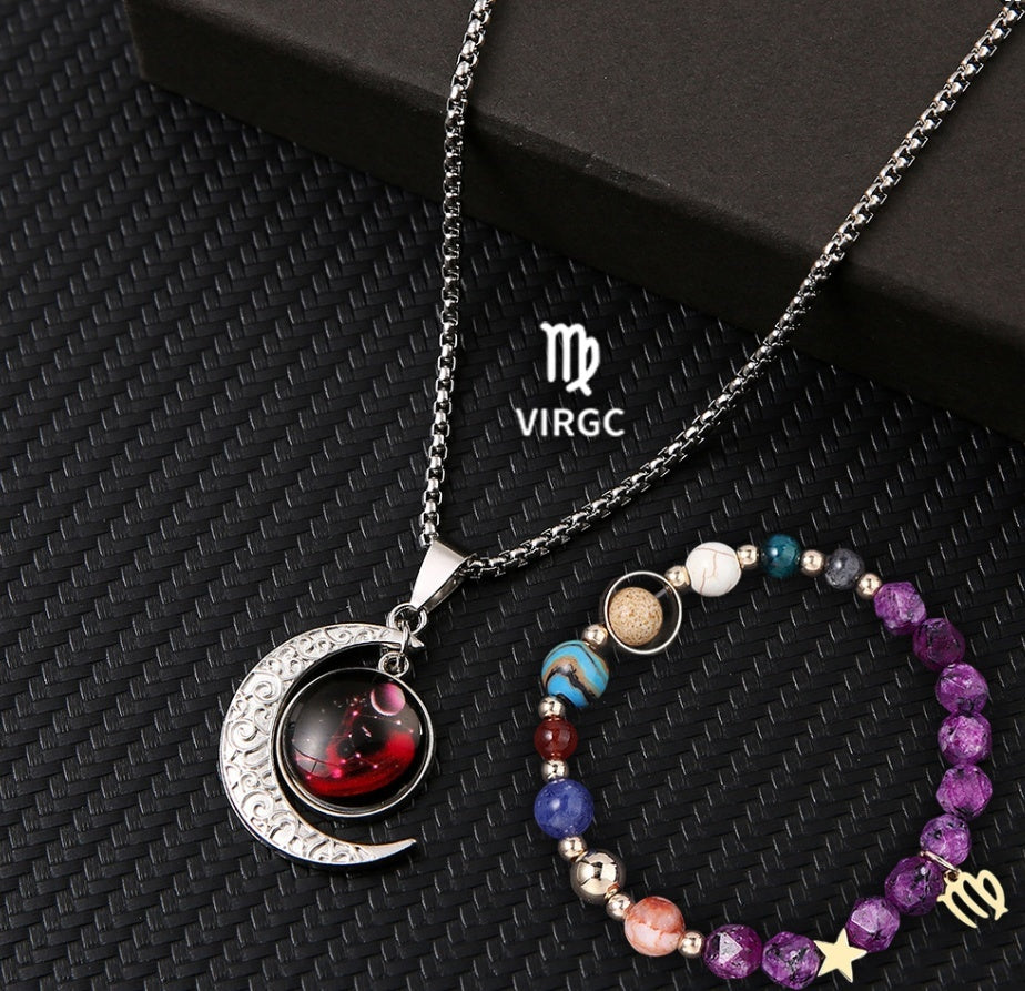 Natural Stone Necklace Set For The 12 Zodiac Signs