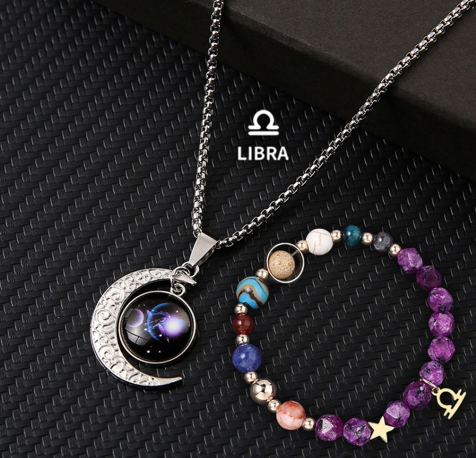 Natural Stone Necklace Set For The 12 Zodiac Signs