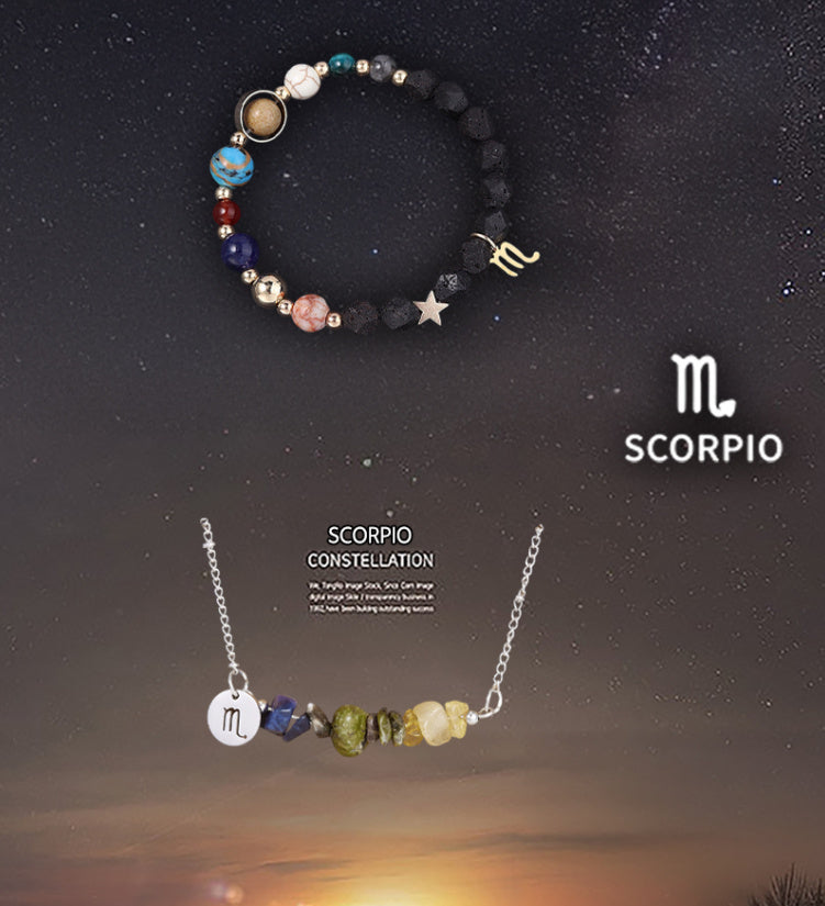Natural Stone Necklace Set For The 12 Zodiac Signs
