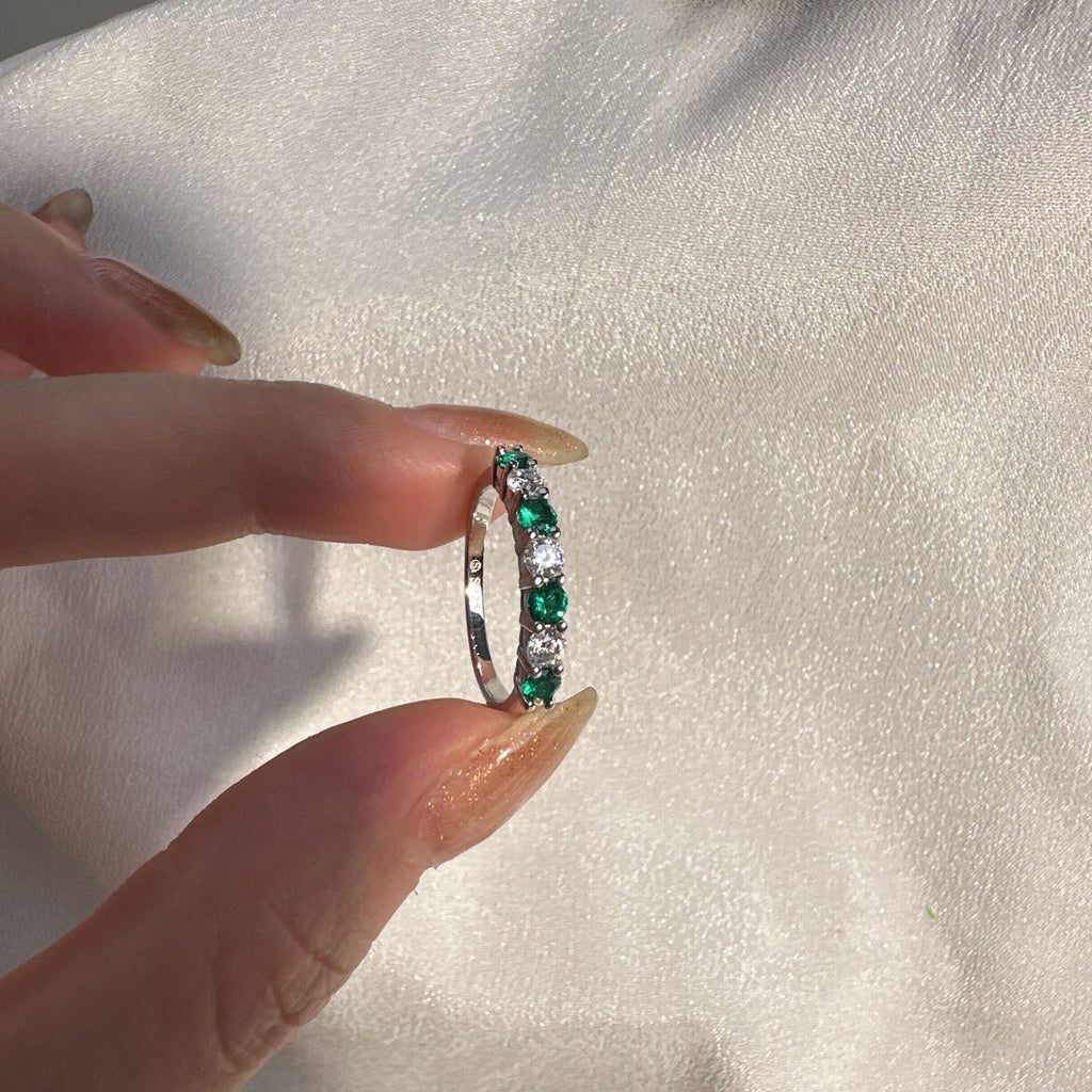 Women's Ruby Sapphire Emerald Moissanite Ring