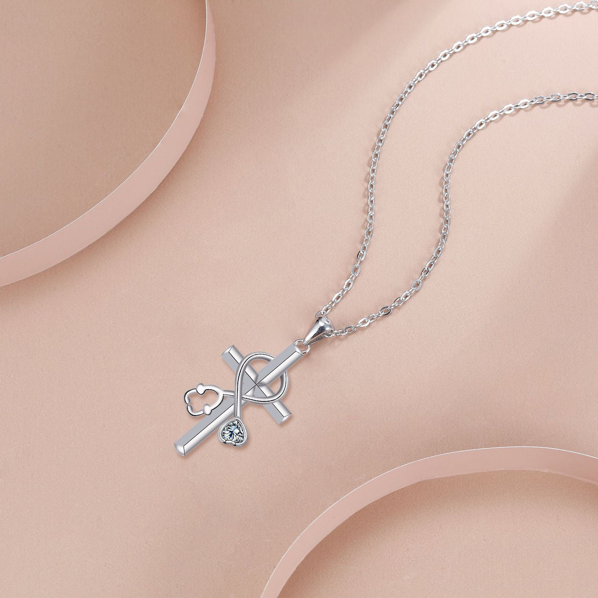 Cross Stethoscope Necklace Niche High Sense