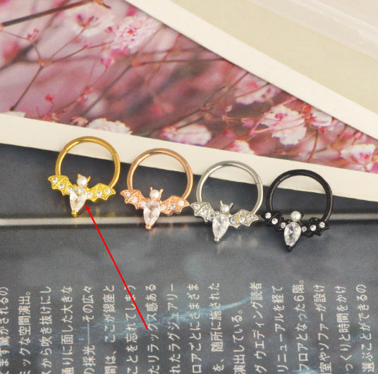Halloween Bat Closed Zirconium Nose Ring