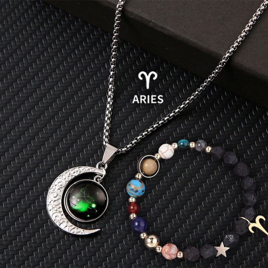 Natural Stone Necklace Set For The 12 Zodiac Signs