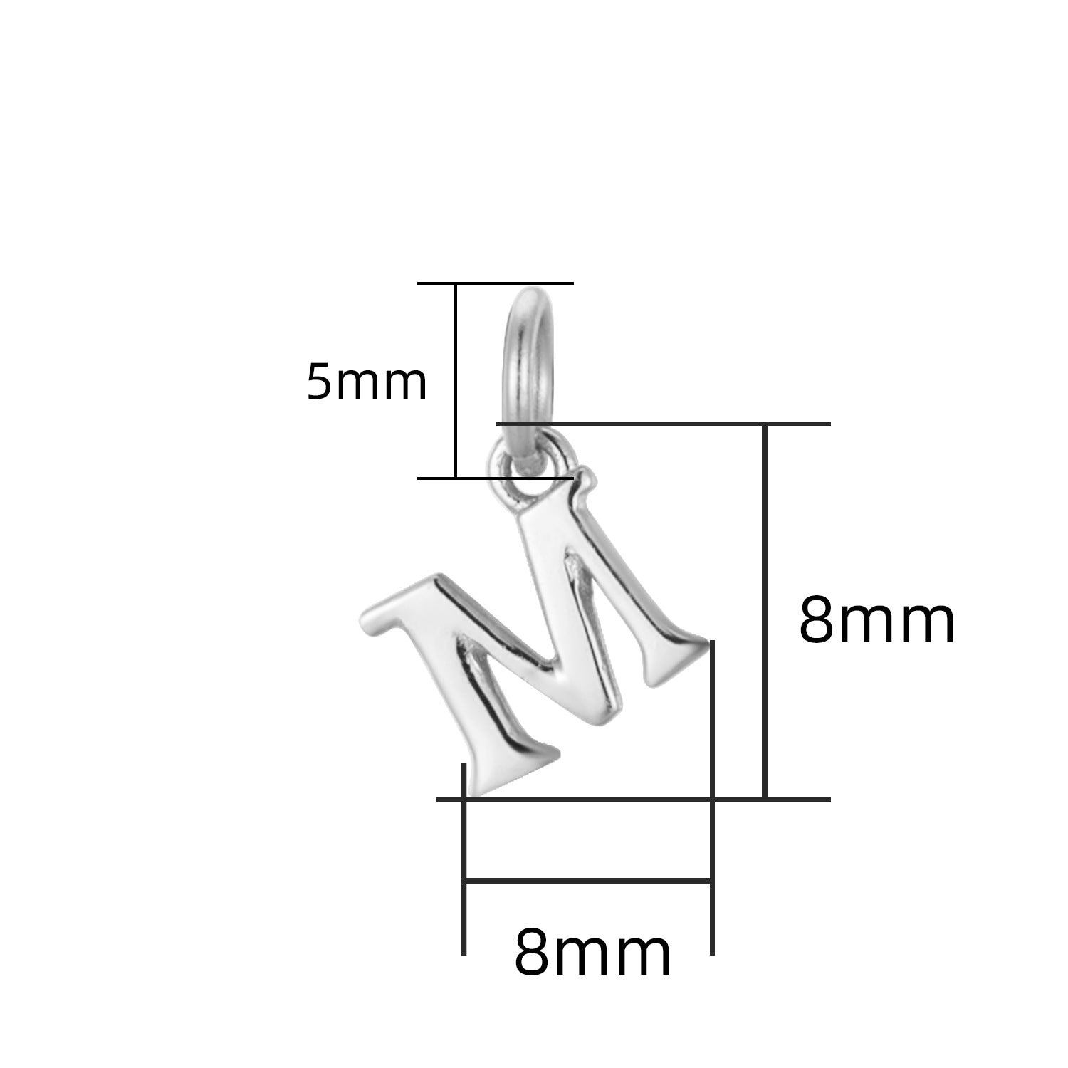 S925 Sterling Silver Minimalist Niche 26 Letter Smooth Pendant