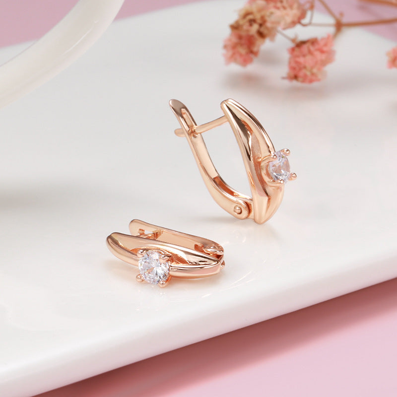 Simple Graceful Rose Gold Earrings Fashion Temperament