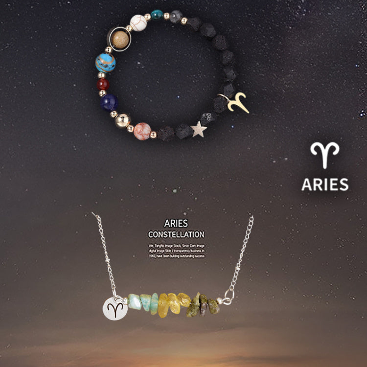 Natural Stone Necklace Set For The 12 Zodiac Signs