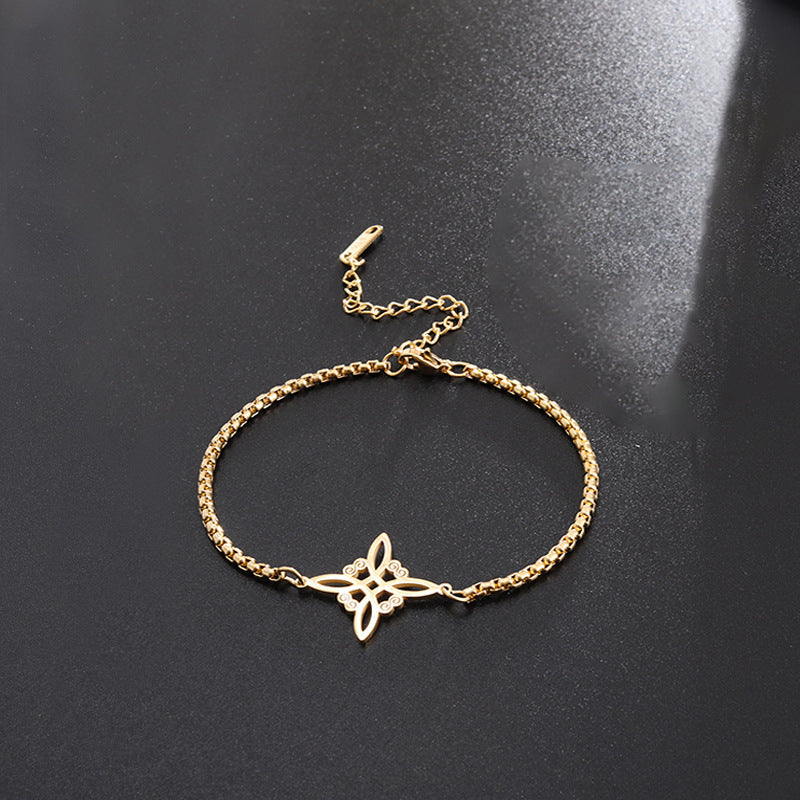 Sweet Classic Witch Knot Bracelet Ring Women's Stainless Steel