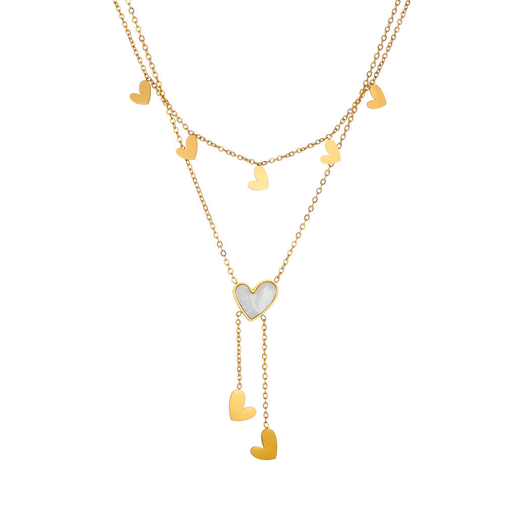 Cute Heart Star Moon Tassel Anklet Stainless Steel