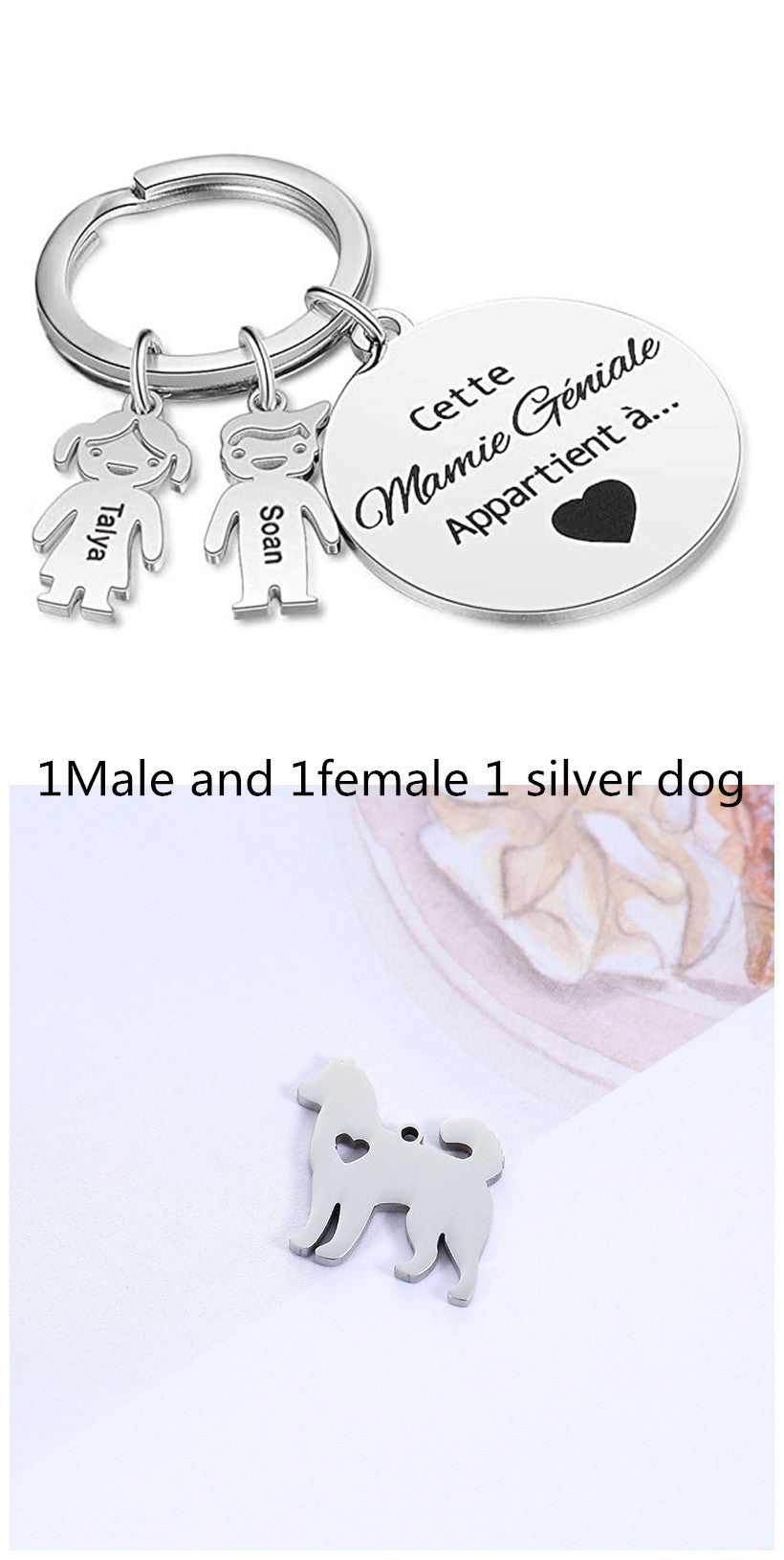 Custom Key Ring Key Accessories Pet Dog Stainless Steel Puppy Hollow Peach Heart Pendant