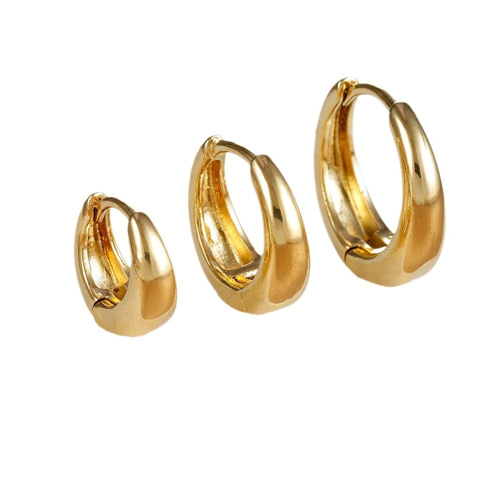 Geometric Copper Ear Ring Glossy Earrings 3-piece Set