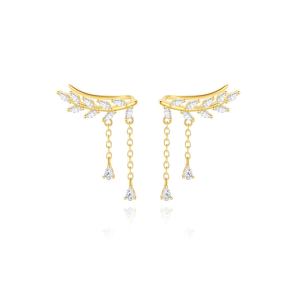 S925 Sterling Silver Tassel Horse Eye Diamond Creative Personality Water Drop Earrings