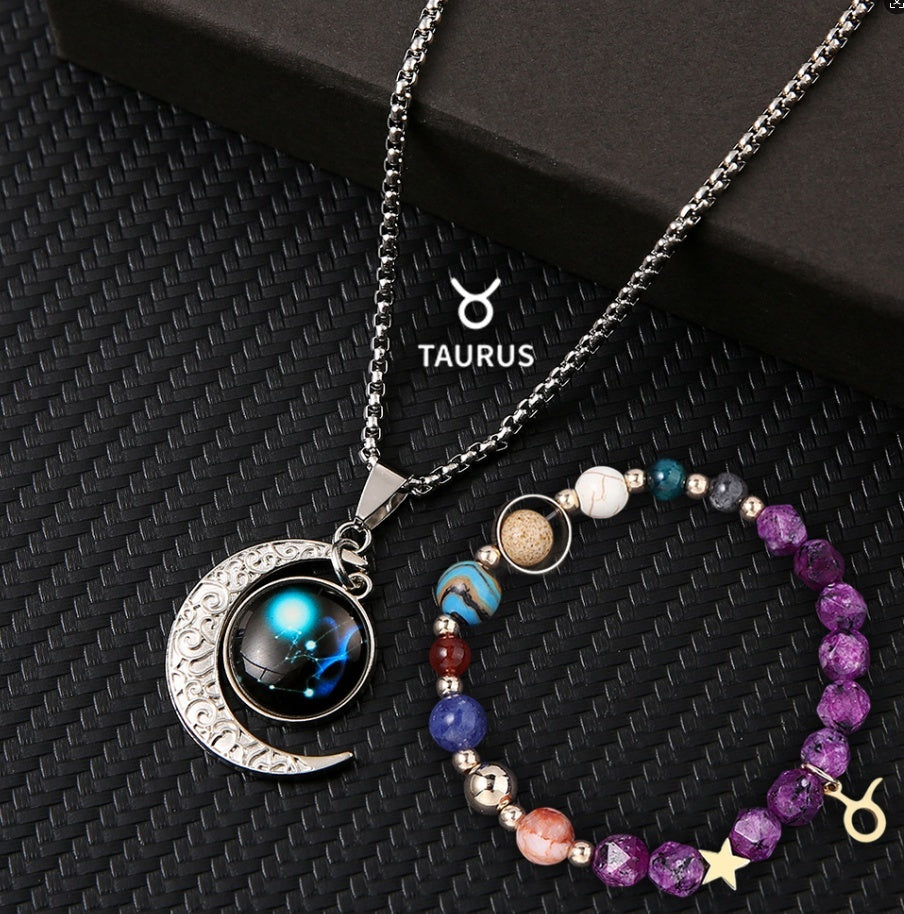 Natural Stone Necklace Set For The 12 Zodiac Signs