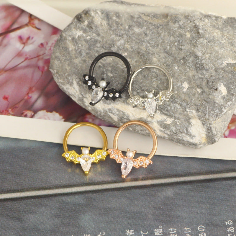 Halloween Bat Closed Zirconium Nose Ring