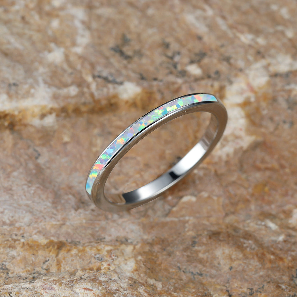 Platinum Blue Opal Ring Female Temperamental, Simple And Personalized