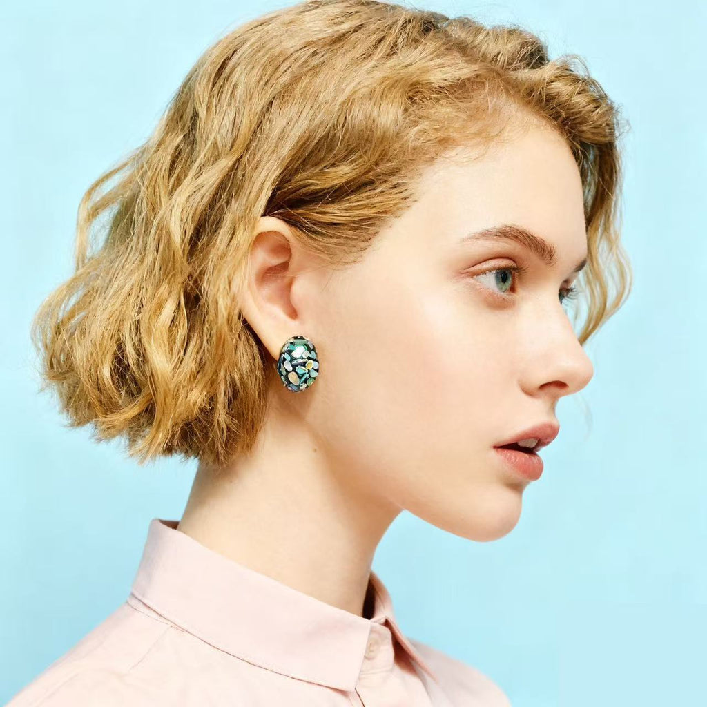 Lacquer Rhinoceros Skin Bead Pendant Earrings For Women