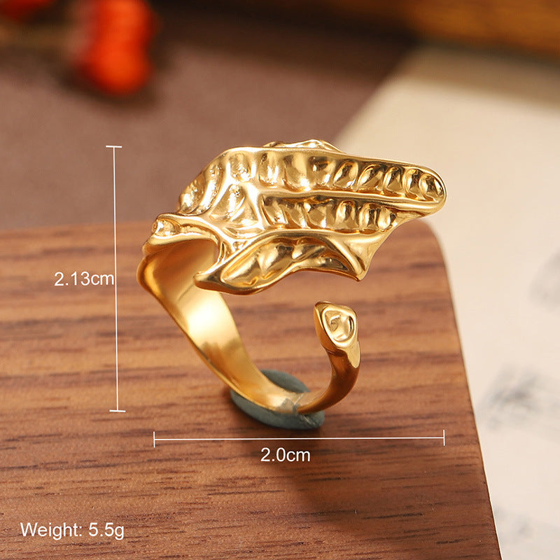 Natural Stone Geometric Ring High-grade Versatile Retro Non-fading