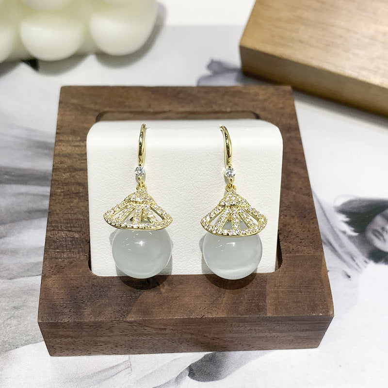 Temperament Internet Celebrity Light Luxury Cat Eye Stone Earrings