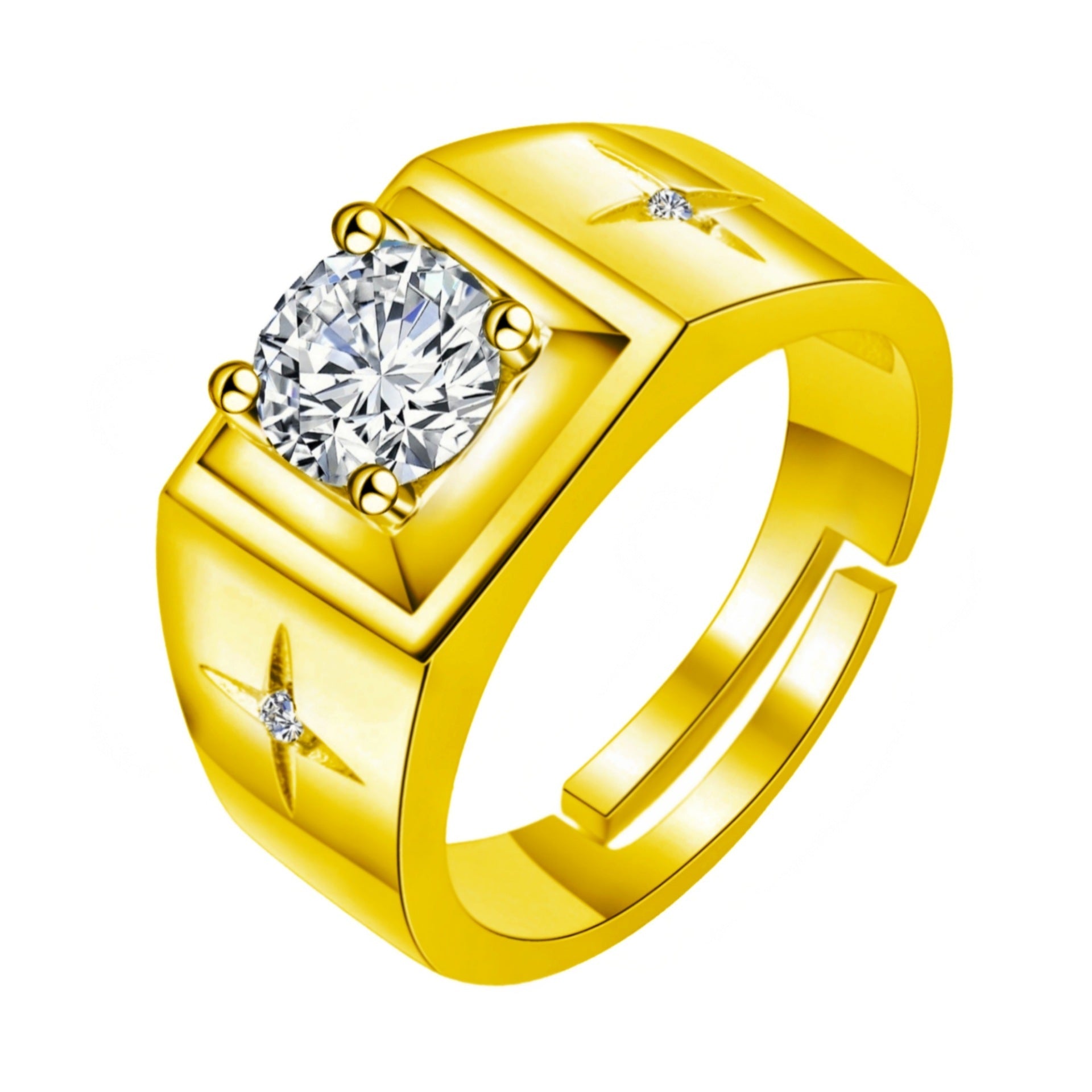 Lucky Cross Star Inlaid Diamond Plated 18K Ring