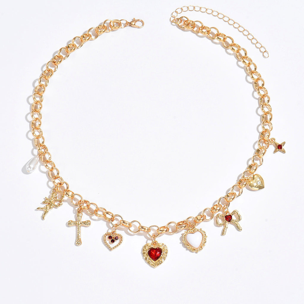 Cross Pendant Fashion Exaggerating Heart-shapaed Necklace Bracelet