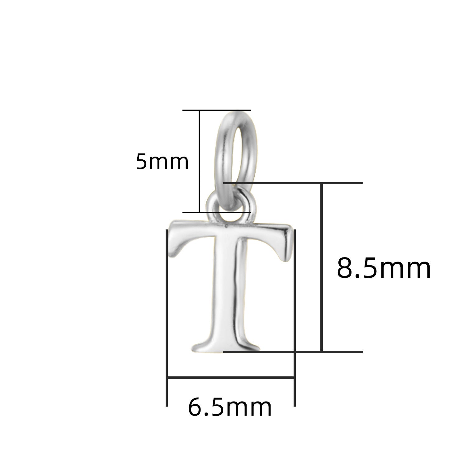 S925 Sterling Silver Minimalist Niche 26 Letter Smooth Pendant