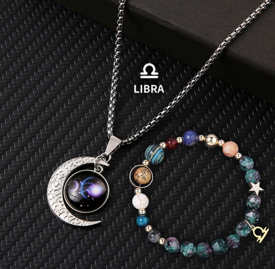 Natural Stone Necklace Set For The 12 Zodiac Signs