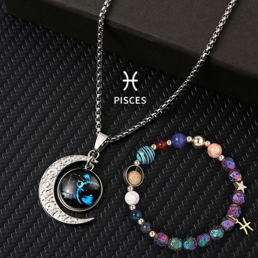 Natural Stone Necklace Set For The 12 Zodiac Signs