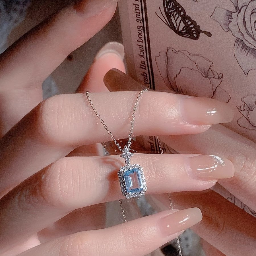 Blue Sea Shining Diamond Necklace High-end Versatile