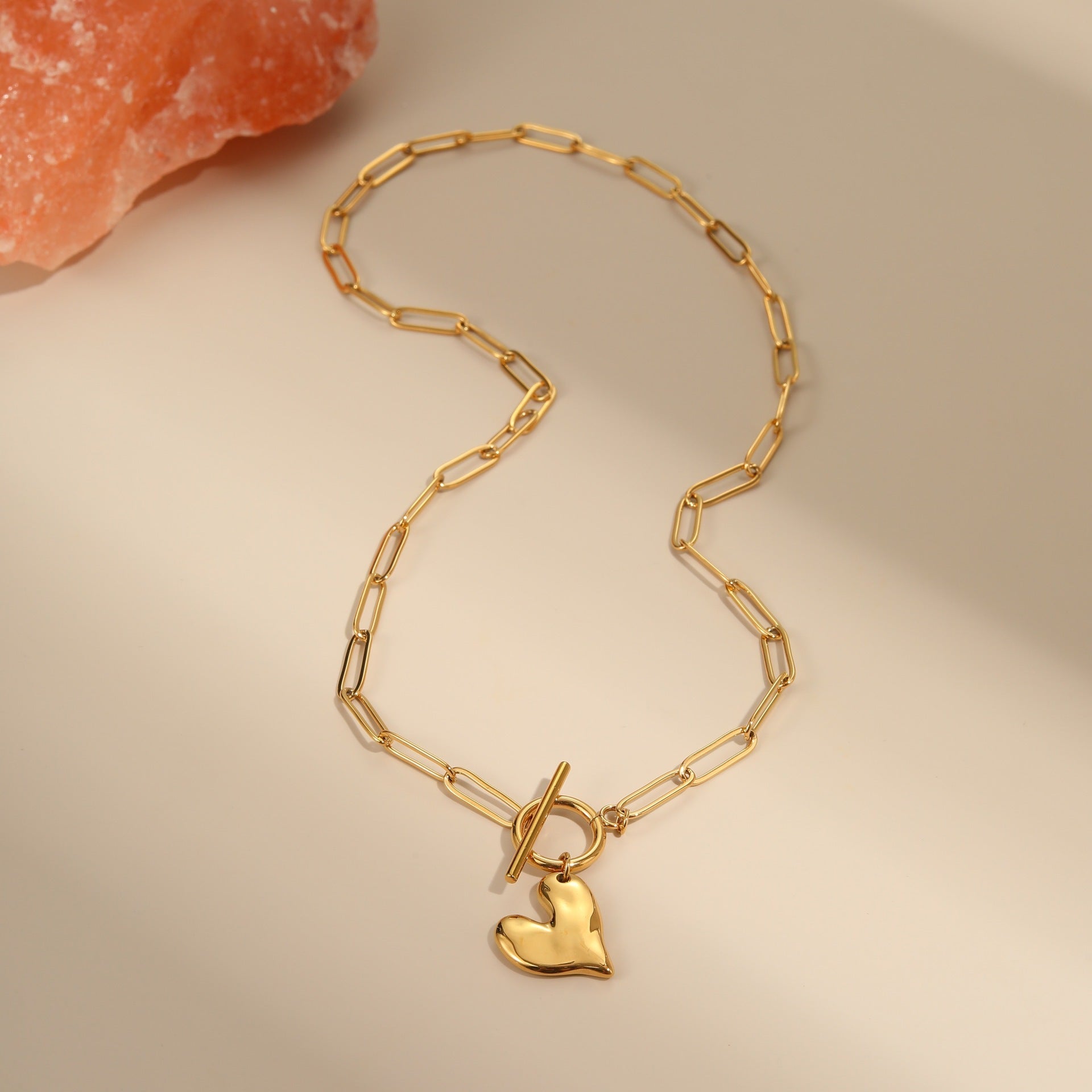 Irregular Heart Pendant Necklace Non-fading Bracelet