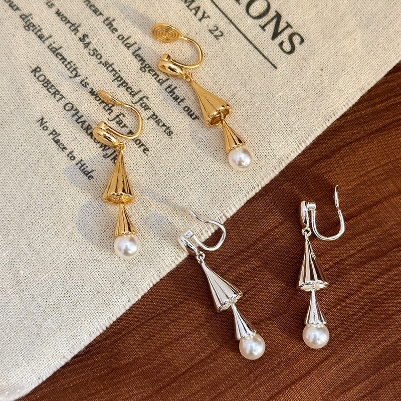 Long Wind Chime Pearl Mosquito Coil Plate Ear Clip