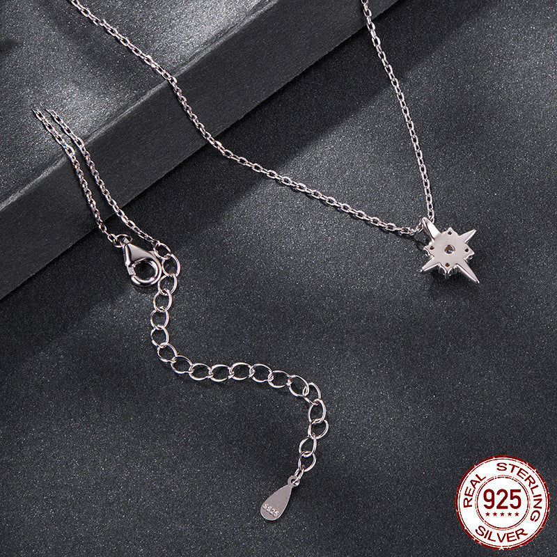 Original D Color Shining Moissanite Eight-pointed Stars Necklace