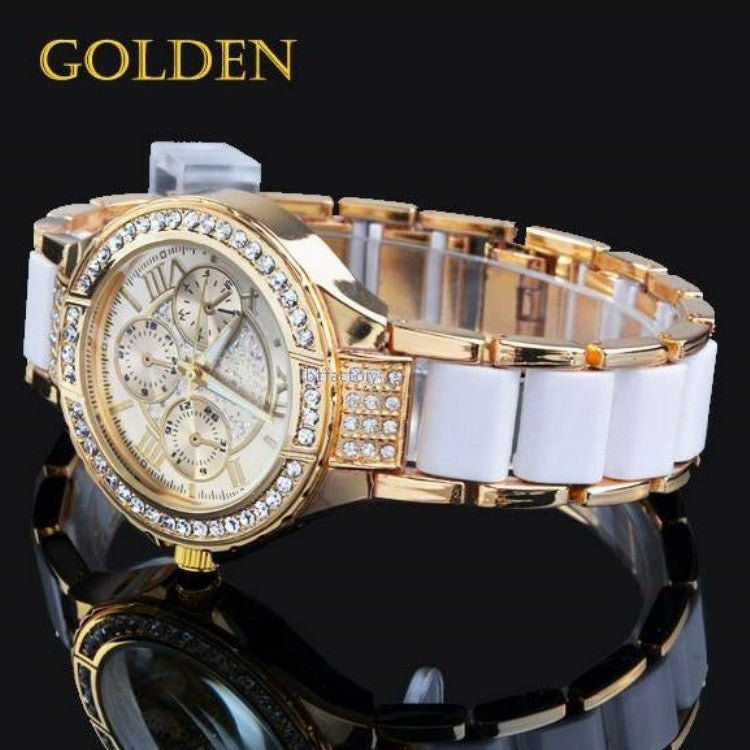 Geneva Alloy Diamond Steel Strap Watch Fashion Women's Quartz Watch