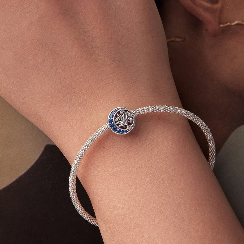 S925 Sterling Silver Moon Life Beaded Bracelet Beads Accessories