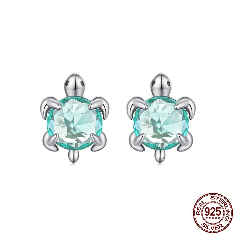 S925 Sterling Silver Turtle Ear Stud And Ring