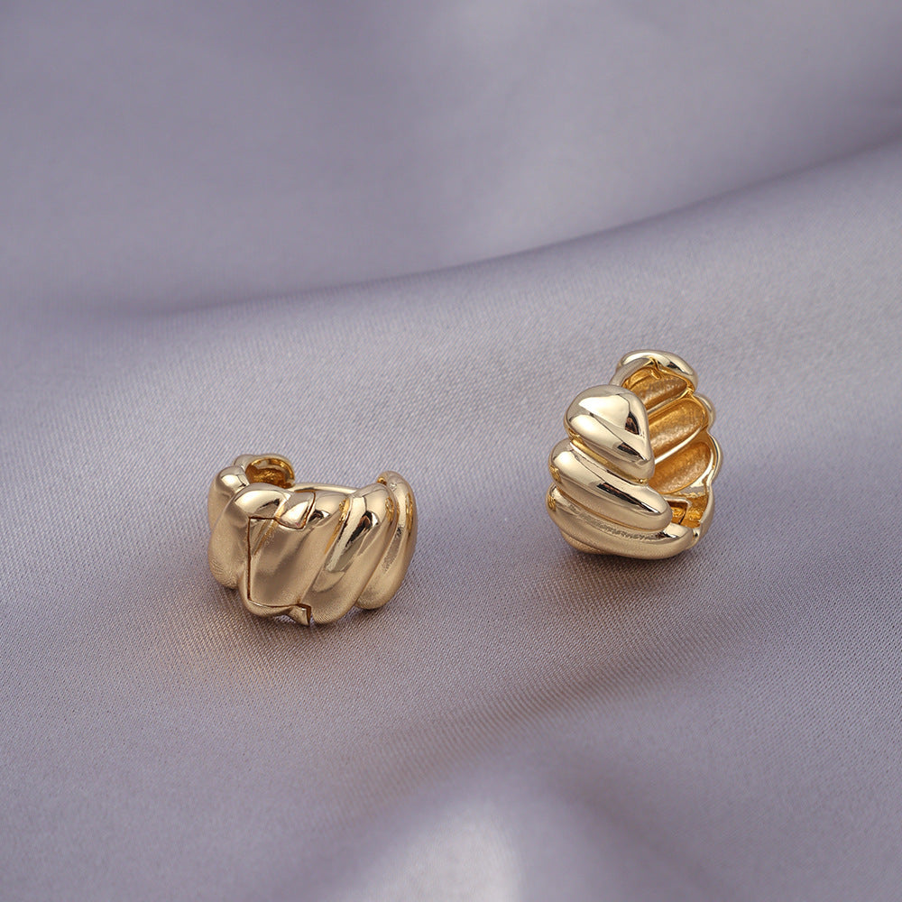 Micro Zircon-encrusted Stud Earrings Woven Twisted Gold Light Luxury High-end Sense