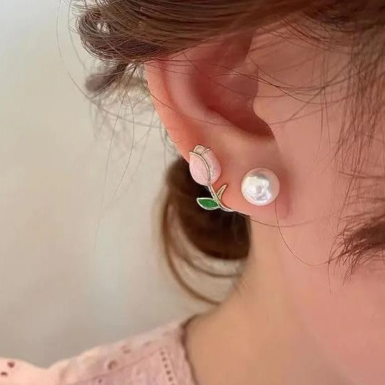 Women's Retro Gold Tulip Earrings Necklace